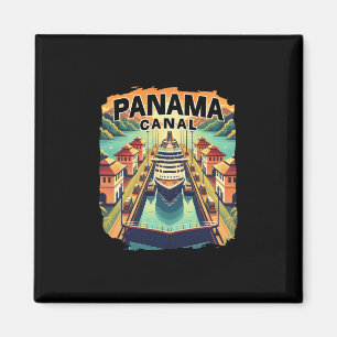 Panama Kanaal Cruise Reis Boot Schip Vintage Grafi Magneet