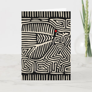 Panama Kuna Indian Mola Pajaro - Black White Kaart