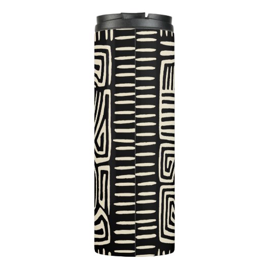 Panama Kuna Indian Mola Pajaro - Black White Thermosbeker (Achterkant)