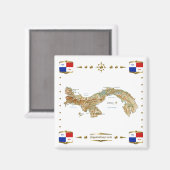 Panama Map + Banners Magnet Magneet (Voorkant / Achterkant)