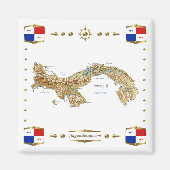 Panama Map + Banners Magnet Magneet (Voorkant)