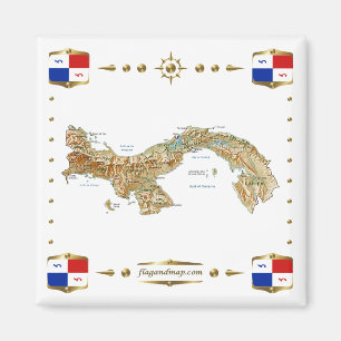 Panama Map + Banners Magnet Magneet