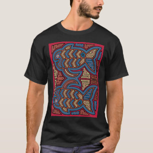 Panama mola met ontwerp van blauwe vis t-shirt