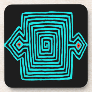 Panama Mola Schildpad - Blauw Zwart Bier Onderzetter