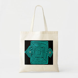 Panama Mola Schildpad - Blauw Zwart Tote Bag