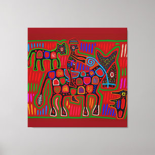 Panama Mola - Sla een Paard Red een Cowboy Canvas Afdruk
