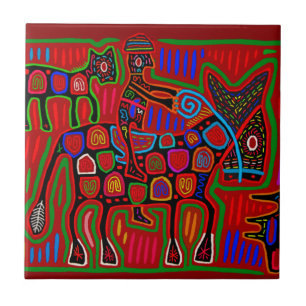 Panama Mola - Sla een paard Red een Cowboy Tegeltje