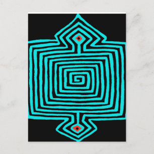 Panama Mola Tortoise - Blue Black Briefkaart