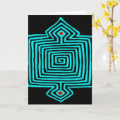 Panama Mola Tortoise - Blue Black Kaart (Gele Bloem)