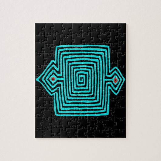 Panama Mola Tortoise - Blue Black Legpuzzel (Verticaal)