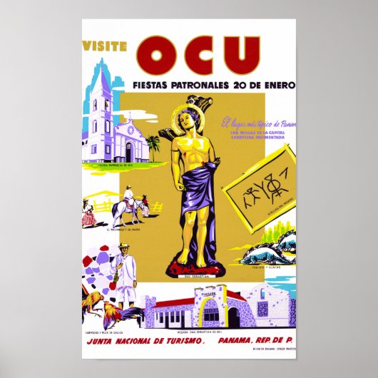 Panama Vintage Poster teruggezet (Voorkant)