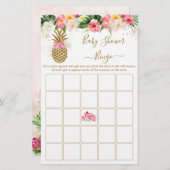 Pananas Tropisch Floral Baby shower Bingo Game (Voorkant / Achterkant)