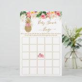Pananas Tropisch Floral Baby shower Bingo Game (Staand voorkant)