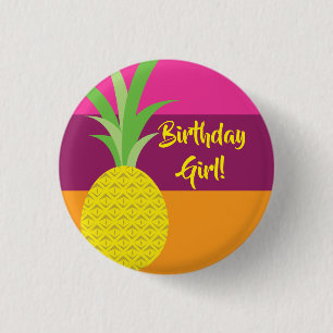 Pananassekrucht Zomer 1e verjaardag Thema anananie Ronde Button 3,2 Cm