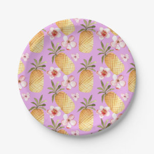 Pananassische retrospectieve tropische druk op lil papieren bordje