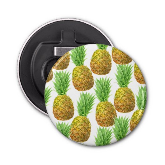 Pananassispatroon waterverf button flesopener (Voorkant)