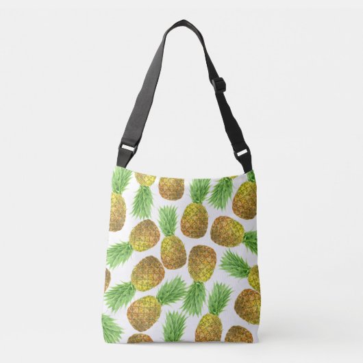 Pananassispatroon waterverf crossbody tas (Voorkant)