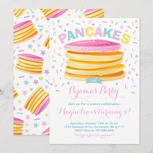 Pancake and Pajamas Birthday Invitation PJ's Party Kaart