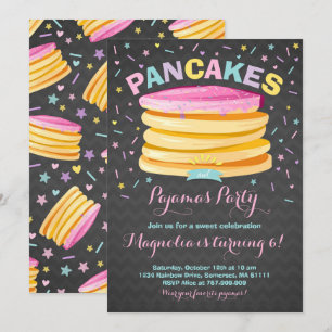 Pancake and Pajamas Birthday Invitation PJ's Party Kaart