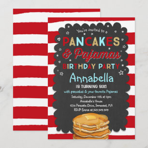 Pancake and Pajamas Birthday Invitation PJ's Party Kaart
