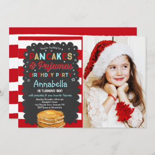 Pancake and Pajamas Birthday Invitation PJ's Party Kaart