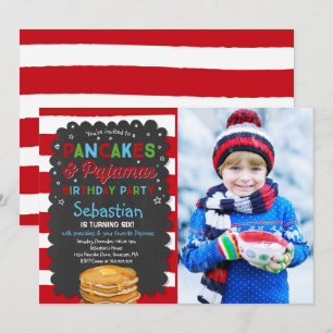Pancake and Pajamas Birthday Invitation PJ's Party Kaart