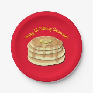 Pancake Birthday Party Flapjack Cute Kinder Papieren Bordje