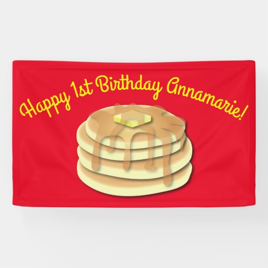 Pancake Birthday Party Flapjack Cute Kinder Spandoek (Horizontaal)