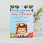 Pancake Birthday Uitnodiging (Staand voorkant)
