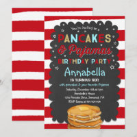 Pancake et pyjamas Anniversaire Invitation PJ's Pa