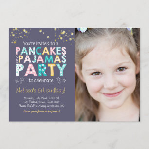 Pancake et pyjamas invitation anniversaire Girl Pi