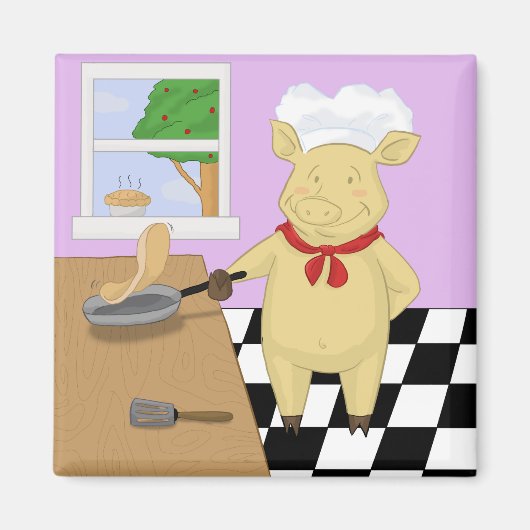 Pancake Flige Pig Chef Magnet (Devant)