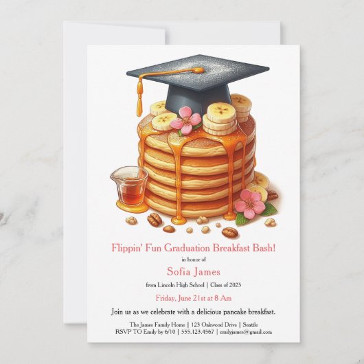 Pancake Graduation Breakfast Celebration Kaart (Voorkant)