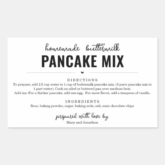 Pancake Mix Gift Label (Voorkant)