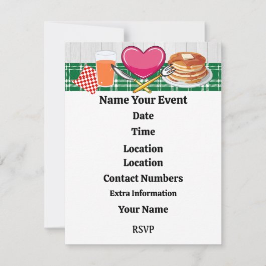 Pancake Supper - Fat Dinsdag Uitnodiging (Achterkant)