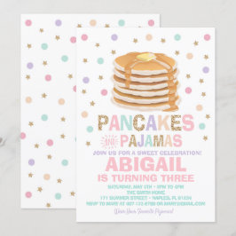 Pancakes and Pajamas Birthday Invitation Kaart
