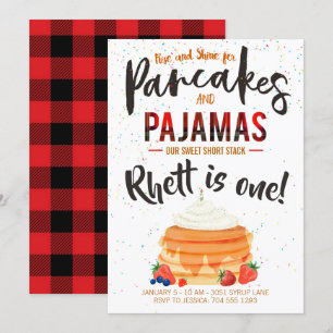 Pancakes and Pajamas Birthday Invitation Kaart