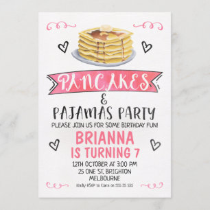 Pancakes and Pajamas Birthday Party Invitation Kaart