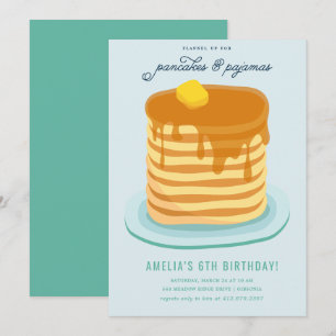 Pancakes and Pajamas Birthday Party Kaart