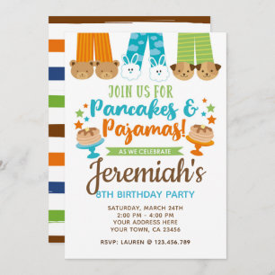 Pancakes and Pajamas Boy Birthday Invitation Kaart