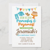 Pancakes and Pajamas Boy Birthday Invitation Kaart (Voorkant)