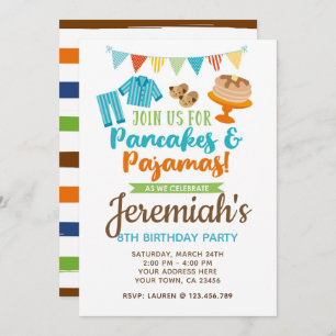 Pancakes and Pajamas Boy Birthday Invitation Kaart