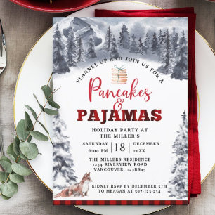 Pancakes and Pajamas Holiday Party, Rustic Kaart