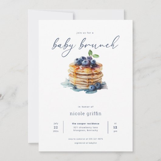 Pancakes Baby Brunch Baby shower Invitation modern (Devant)