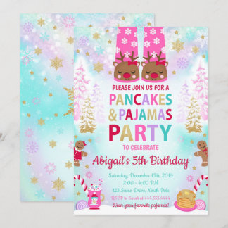 Pancakes de Noël et pyjamas Invitation d'anniversa