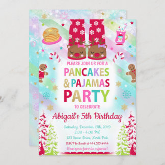 Pancakes de Noël et pyjamas Invitation d'anniversa