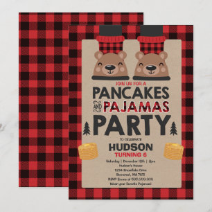 Pancakes De Noël Et Pyjamas Invitation Lumberjack