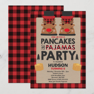 Pancakes De Noël Et Pyjamas Invitation Lumberjack