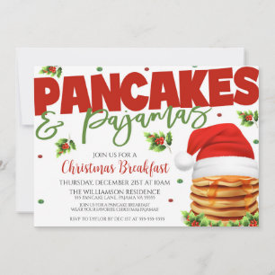 Pancakes Et Pajamas De Noël Invitation