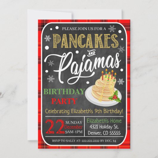 Pancakes Et Pajamas Invitation De Fêtes (Devant)
